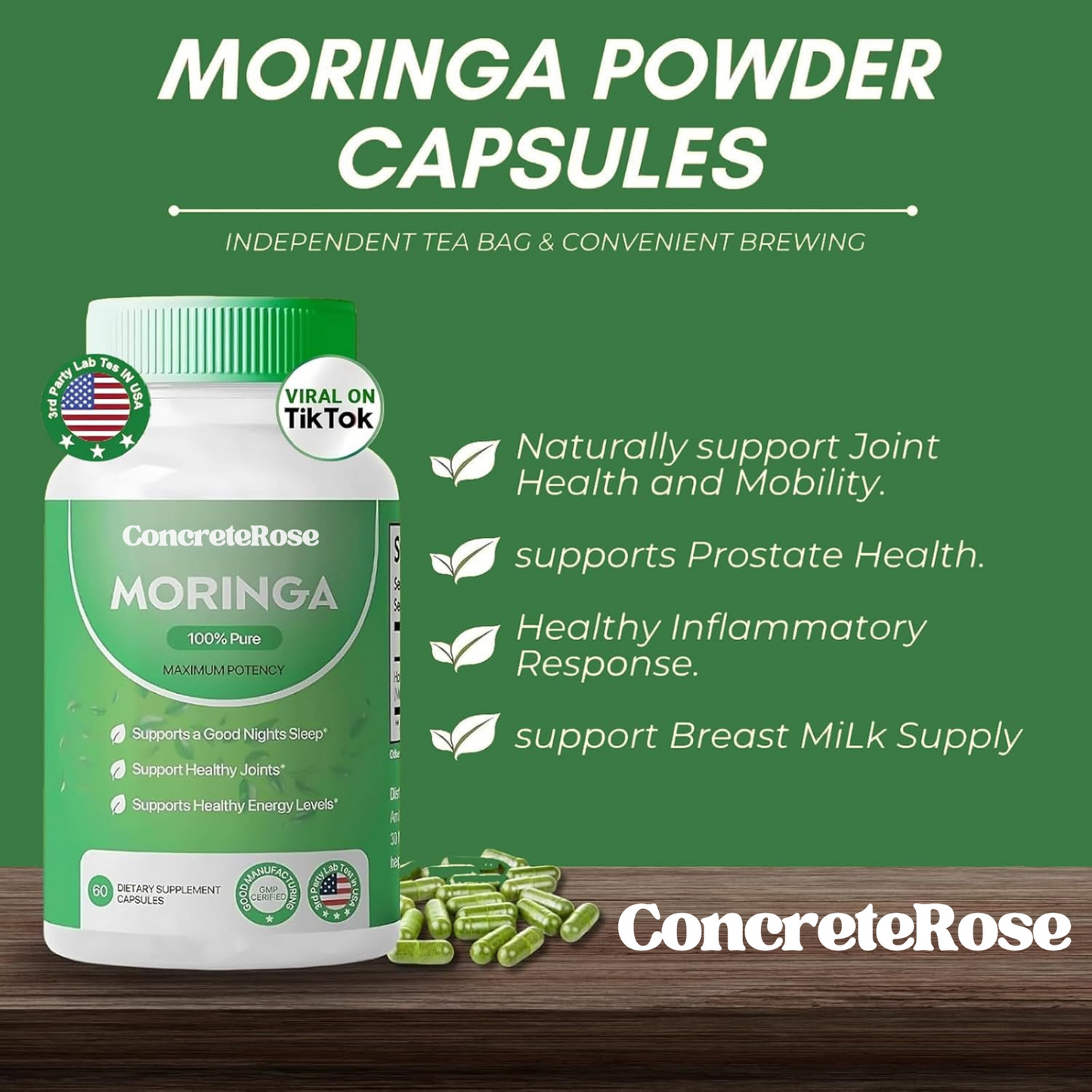 Moringa Powder Capsules - 60ct